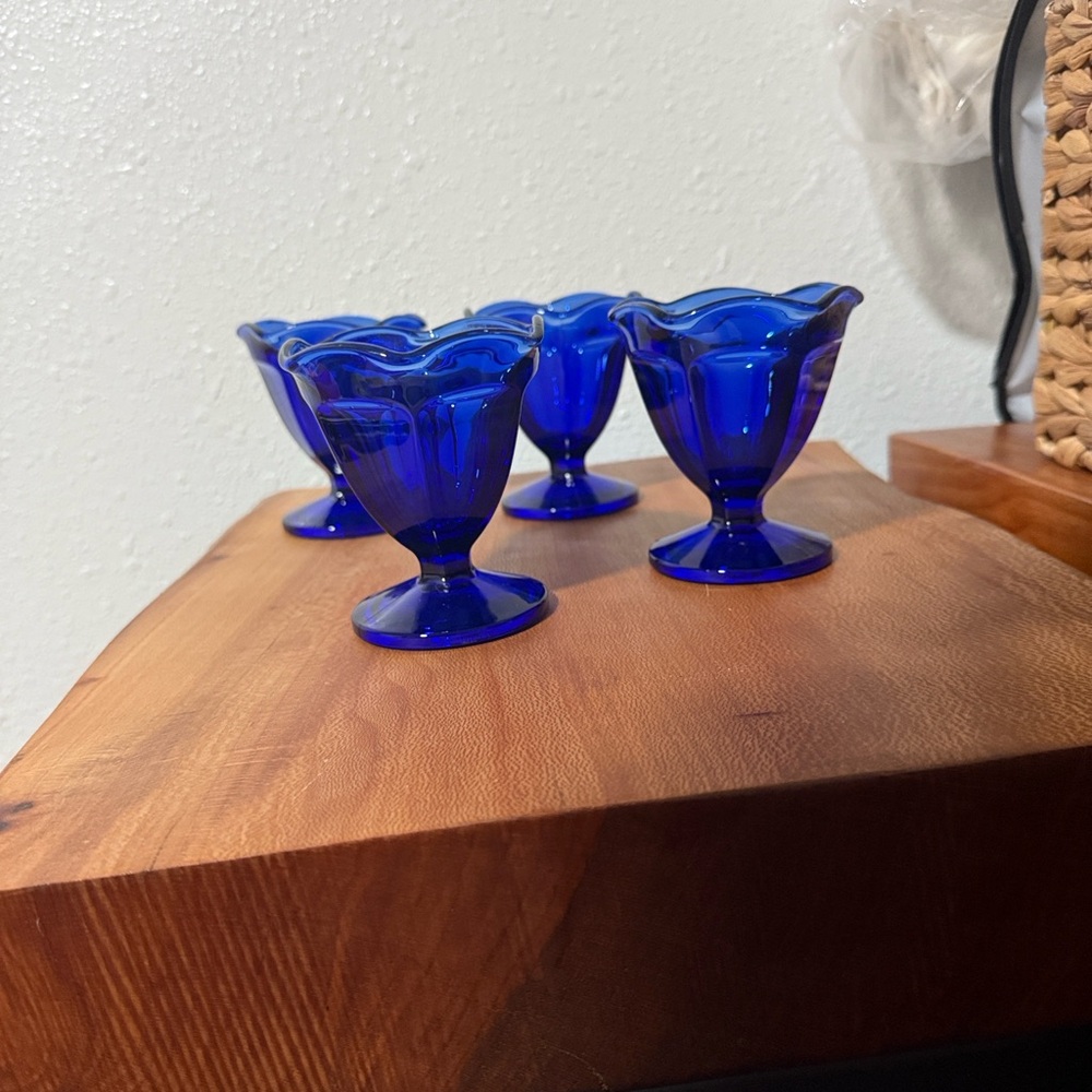 Anchor Hocking Blue Glass Dessert Cups